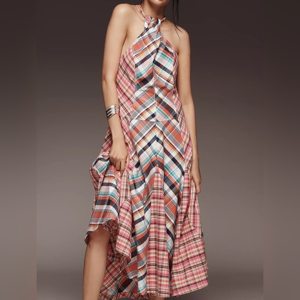 NWT Anthropologie Pilcro Patchwork Halter Midi Dress - Size Medium 4️⃣ - Picture 4 of 6